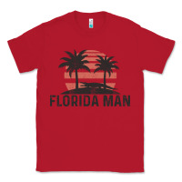 Red florida man state funny meme vintage palm trees and sunset retro sun Classic Tee - linhVisuals