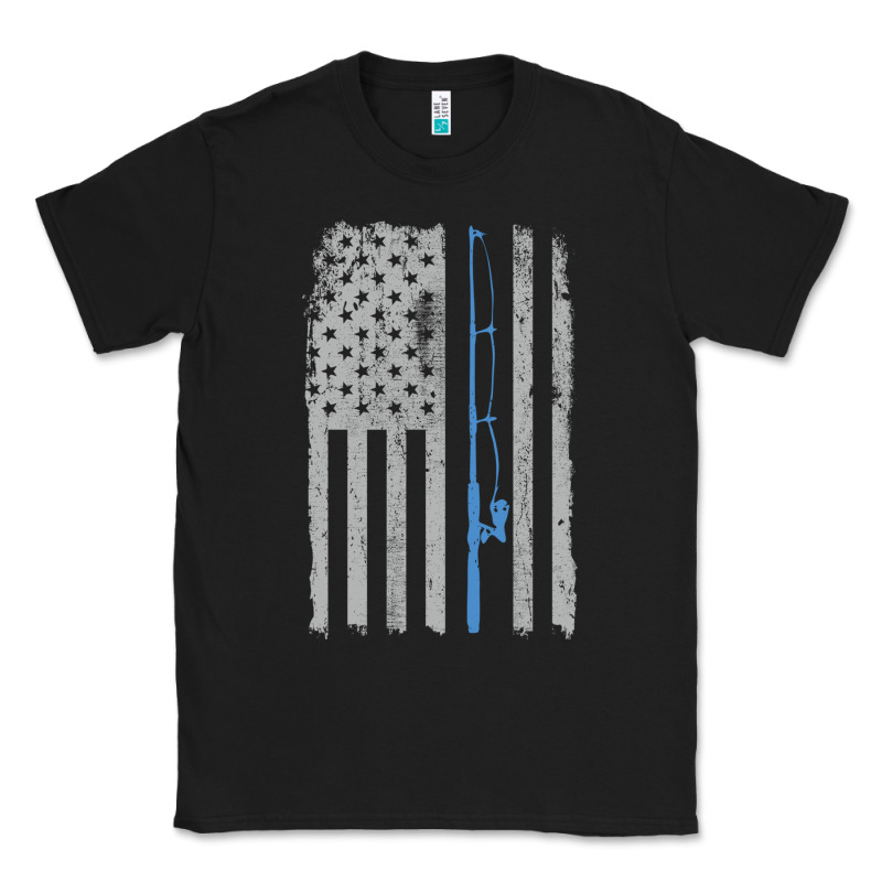 Fishing American Flag Vintage Fishing Rod Patriotic 4ht Of July Gift F Classic Tee by linhVisuals | Teevron