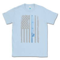 Dusty Blue fishing american flag vintage fishing rod patriotic 4ht of july gift f Classic Tee - linhVisuals