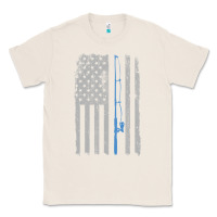 Natural fishing american flag vintage fishing rod patriotic 4ht of july gift f Classic Tee - linhVisuals