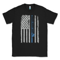 Black fishing american flag vintage fishing rod patriotic 4ht of july gift f Classic Tee - linhVisuals