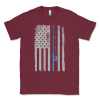Fishing American Flag Vintage Fishing Rod Patriotic 4ht Of July Gift F Classic Tee | Teevron