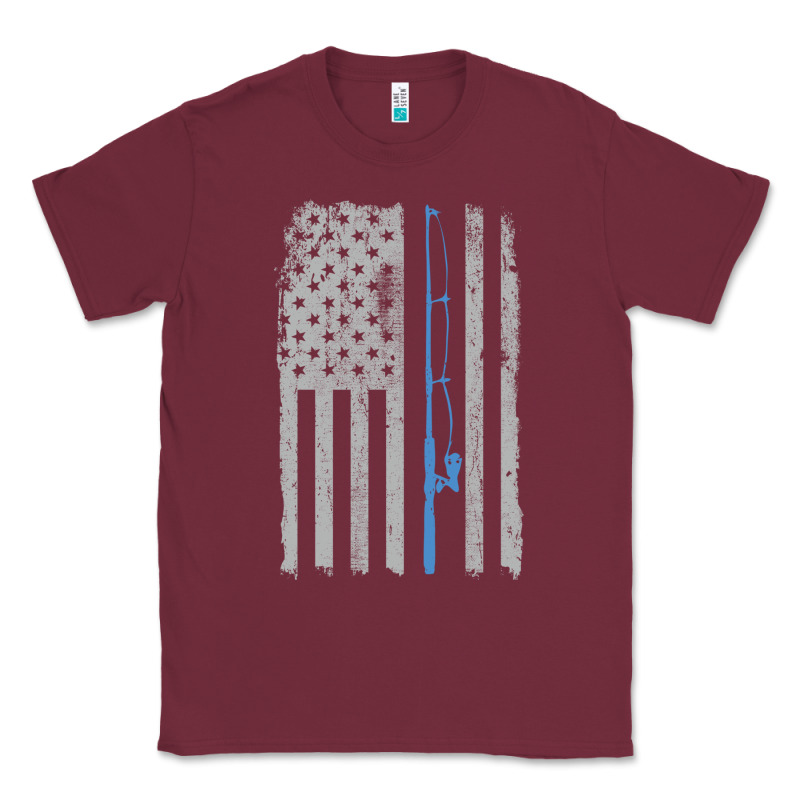 Fishing American Flag Vintage Fishing Rod Patriotic 4ht Of July Gift F Classic Tee by linhVisuals | Teevron