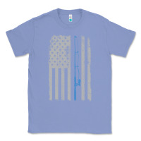 Colony Blue fishing american flag vintage fishing rod patriotic 4ht of july gift f Classic Tee - linhVisuals