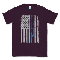 Plum fishing american flag vintage fishing rod patriotic 4ht of july gift f Classic Tee - linhVisuals