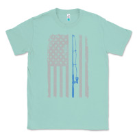 Seafoam fishing american flag vintage fishing rod patriotic 4ht of july gift f Classic Tee - linhVisuals