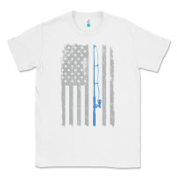 White fishing american flag vintage fishing rod patriotic 4ht of july gift f Classic Tee - linhVisuals