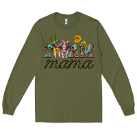 Army Green farm mama with baby pigs Long Sleeve Tee - Artiststas