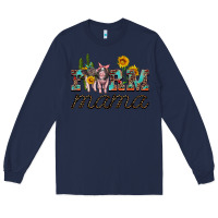 Navy farm mama with baby pigs Long Sleeve Tee - Artiststas