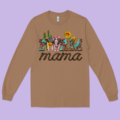 Farm Mama With Baby Pigs Long Sleeve Tee Designed By Artiststas