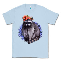 Dusty Blue Classy But A Little Thrashy Racoon With Flowers Classic Tee - Jasminsmagicworld