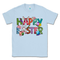 Dusty Blue Western Happy Easter Classic Tee - BundleAndBundleShop