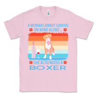 Bubblegum Pink boxer t  shirt a woman cannot survive on wine alone she also needs box Classic Tee - linhVisuals