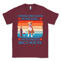 Burgundy boxer t  shirt a woman cannot survive on wine alone she also needs box Classic Tee - linhVisuals