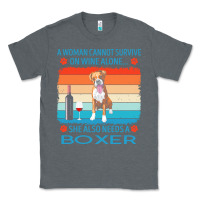 Charcoal Heather boxer t  shirt a woman cannot survive on wine alone she also needs box Classic Tee - linhVisuals