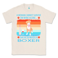 Natural boxer t  shirt a woman cannot survive on wine alone she also needs box Classic Tee - linhVisuals