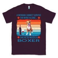 Plum boxer t  shirt a woman cannot survive on wine alone she also needs box Classic Tee - linhVisuals