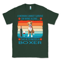 Sports Green boxer t  shirt a woman cannot survive on wine alone she also needs box Classic Tee - linhVisuals