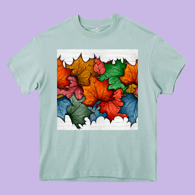 Autumn  Leaves Seamless Pattern Heavy Core Tee Designed By Bundleandbundleshop