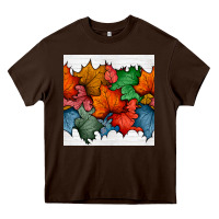 Chocolate Brown autumn  leaves seamless pattern Heavy Core Tee - BundleAndBundleShop