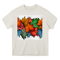 Cream autumn  leaves seamless pattern Heavy Core Tee - BundleAndBundleShop