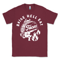 Burgundy Raise Hell Eat white Classic Tee - linhVisuals