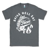 Charcoal Heather Raise Hell Eat white Classic Tee - linhVisuals