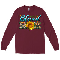 Burgundy blessed mom with sunflower Long Sleeve Tee - Artiststas