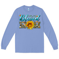 Colony Blue blessed mom with sunflower Long Sleeve Tee - Artiststas