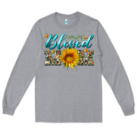 Heather Grey blessed mom with sunflower Long Sleeve Tee - Artiststas