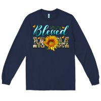 Navy blessed mom with sunflower Long Sleeve Tee - Artiststas