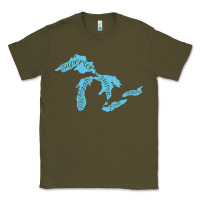 Army Green great lakes of michigan Classic Tee - linhVisuals