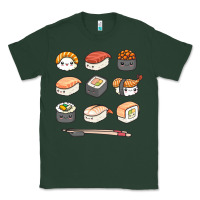 Sports Green happy sushi kawaii anime japanese food lover funny illustration gift Classic Tee - linhVisuals