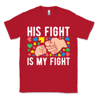 Red his fight is my fight autism dad mom fist bump cute supportive awarene Classic Tee - linhVisuals