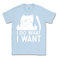 Dusty Blue i do what i want cat giving a finger funny middle finger rude graphic Classic Tee - linhVisuals