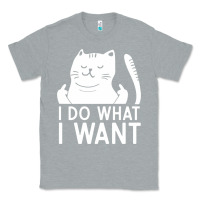 Heather Grey i do what i want cat giving a finger funny middle finger rude graphic Classic Tee - linhVisuals