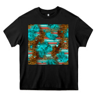 Black turquoise serape leopard seamless pattern Heavy Core Tee - BundleAndBundleShop