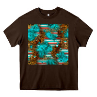 Chocolate Brown turquoise serape leopard seamless pattern Heavy Core Tee - BundleAndBundleShop