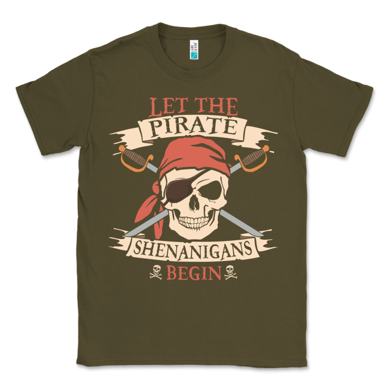 Let The Pirate Shenanigans Begin Skull Vintage Pirate Skeleton Hallowe Classic Tee by linhVisuals | Teevron