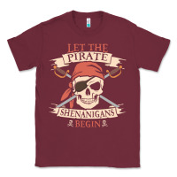 Burgundy let the pirate shenanigans begin skull vintage pirate skeleton hallowe Classic Tee - linhVisuals