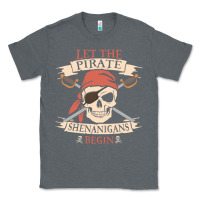 Charcoal Heather let the pirate shenanigans begin skull vintage pirate skeleton hallowe Classic Tee - linhVisuals