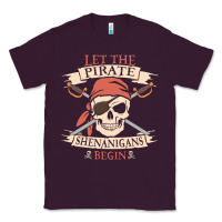 Plum let the pirate shenanigans begin skull vintage pirate skeleton hallowe Classic Tee - linhVisuals