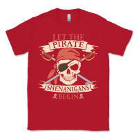 Red let the pirate shenanigans begin skull vintage pirate skeleton hallowe Classic Tee - linhVisuals