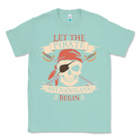 Seafoam let the pirate shenanigans begin skull vintage pirate skeleton hallowe Classic Tee - linhVisuals
