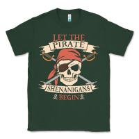 Sports Green let the pirate shenanigans begin skull vintage pirate skeleton hallowe Classic Tee - linhVisuals