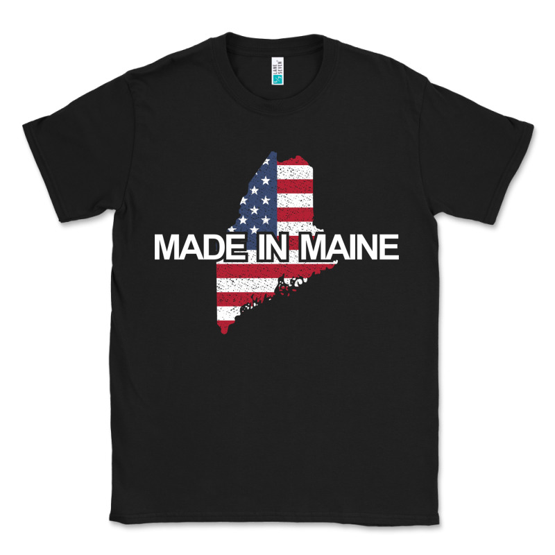 Made In Maine American Flag Funny Patriotic State Lover Gift Classic Tee by linhVisuals | Teevron