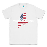White made in maine american flag funny patriotic state lover gift Classic Tee - linhVisuals