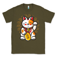 Army Green maneki neko lucky cat money feline japanese good luck charm kitten gif Classic Tee - linhVisuals