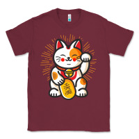 Burgundy maneki neko lucky cat money feline japanese good luck charm kitten gif Classic Tee - linhVisuals