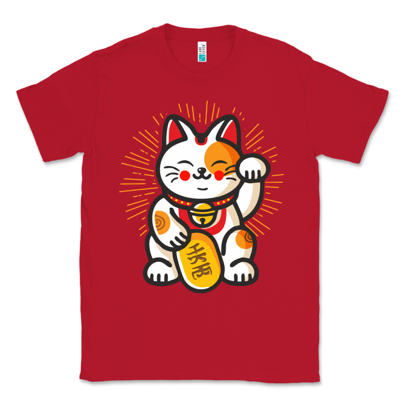 Maneki Neko Lucky Cat Money Feline Japanese Good Luck Charm Kitten Gif Classic Tee by linhVisuals | Teevron